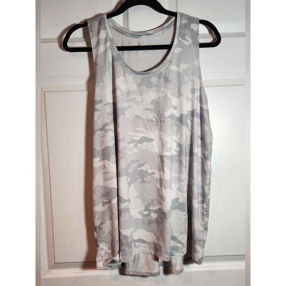 Athletic Works Light Gray Camo Active Tank Top - Women XL Minor Wash Wear